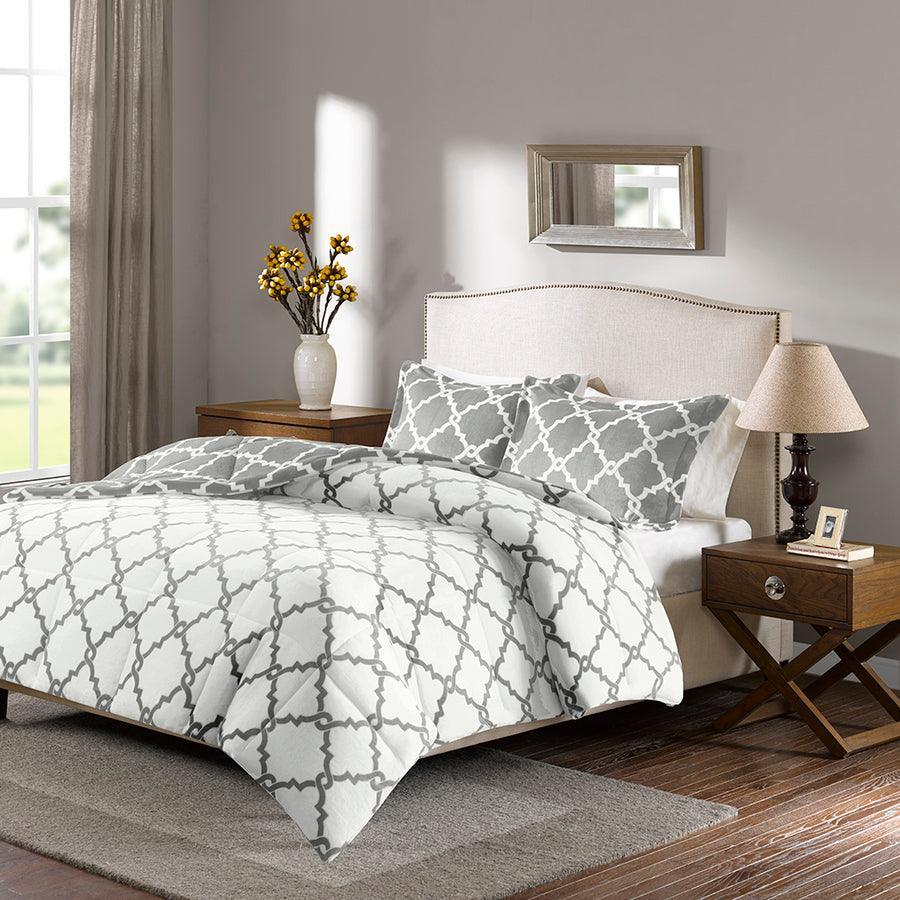 Peyton 20 " D Reversible Plush Comforter Mini Set Gray Twin Olliix.com