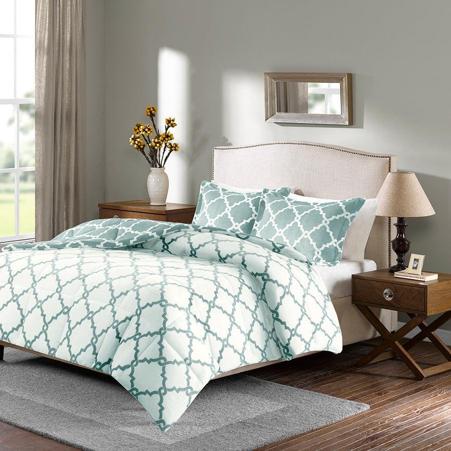 Peyton Reversible 26 " W Plush Comforter Mini Set Aqua Full/Queen Olliix.com