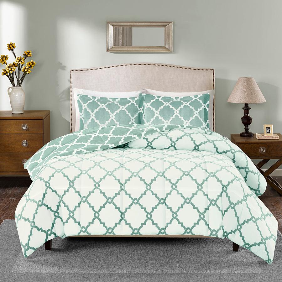 Peyton Reversible 26 " W Plush Comforter Mini Set Aqua Full/Queen Olliix.com