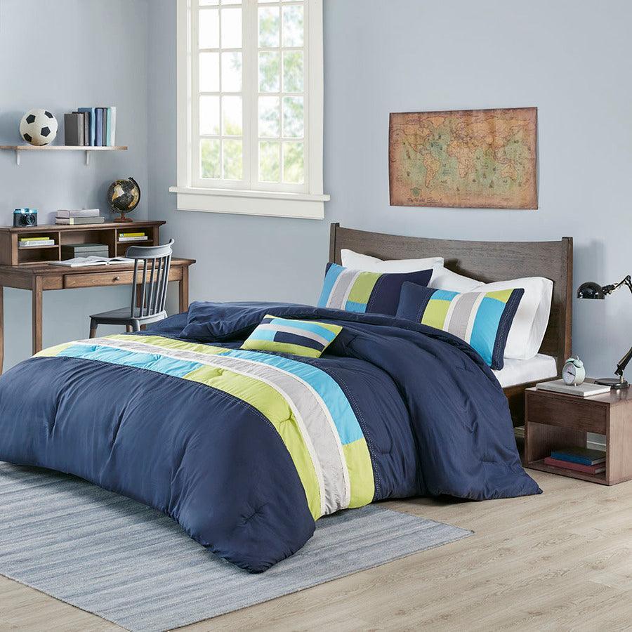 Pipeline 26 " W Comforter Set Navy Full/Queen Olliix.com