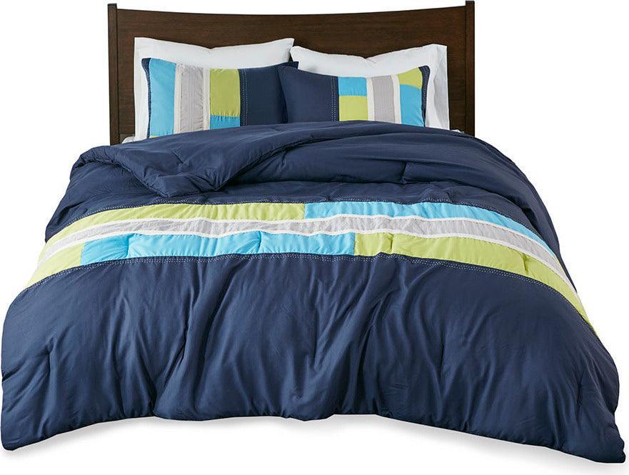 Pipeline 26 " W Comforter Set Navy Full/Queen Olliix.com