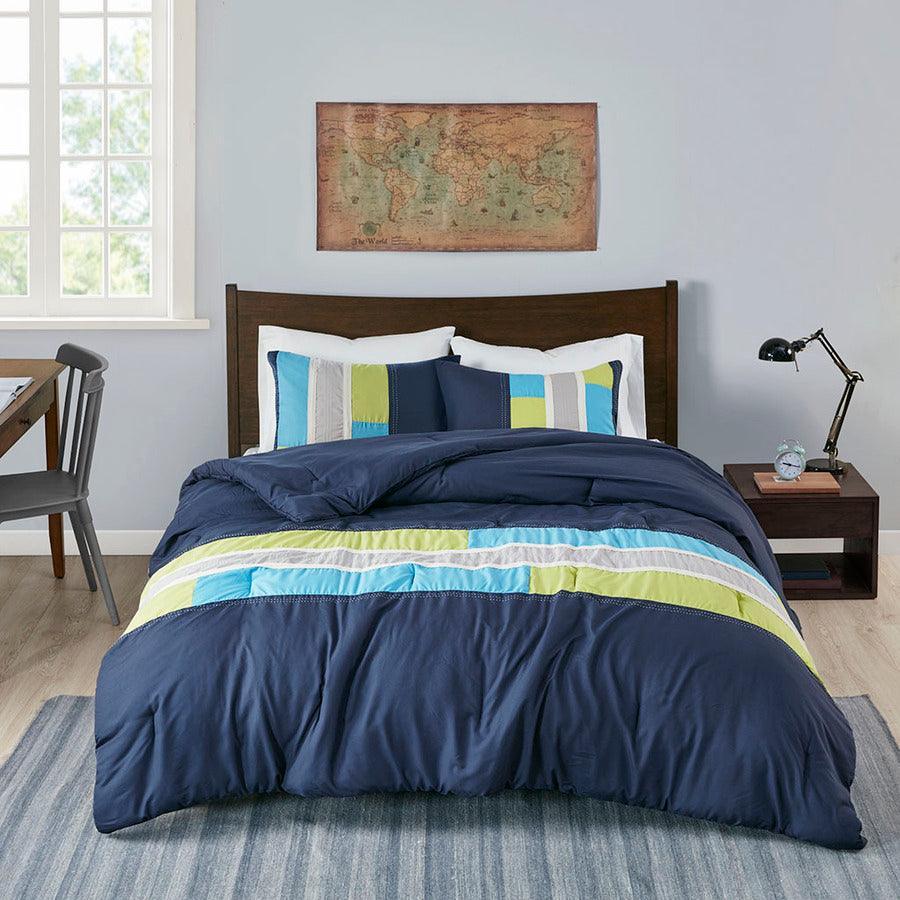 Pipeline 26 " W Comforter Set Navy Full/Queen Olliix.com