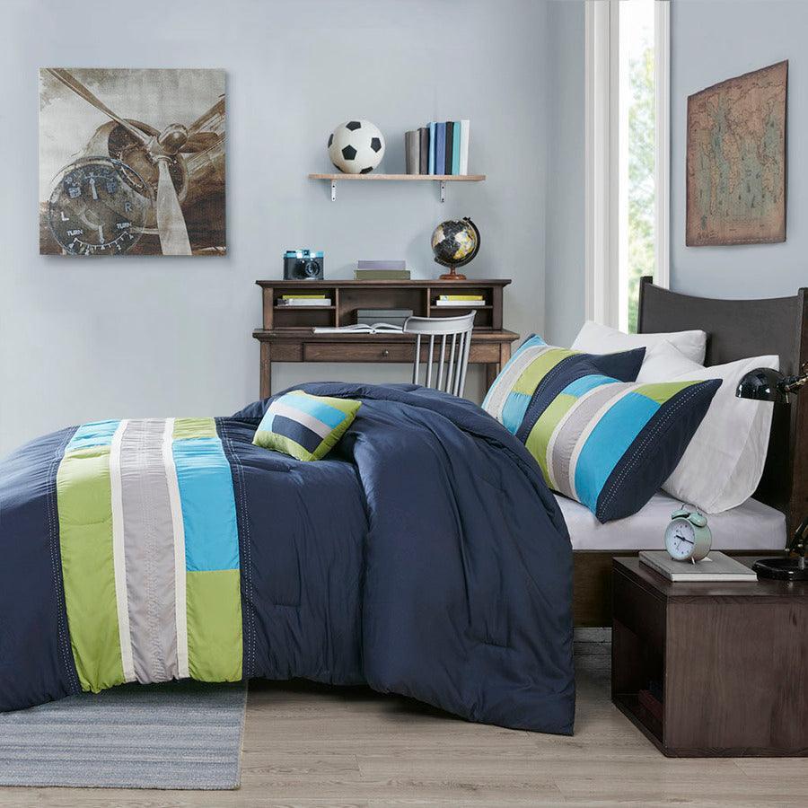 Pipeline 26 " W Comforter Set Navy Full/Queen Olliix.com