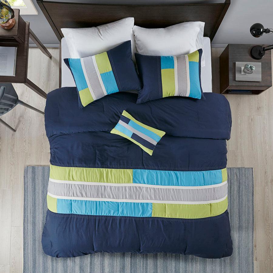 Pipeline 26 " W Comforter Set Navy Full/Queen Olliix.com