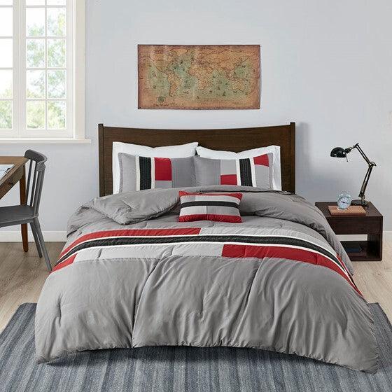 Pipeline Comforter  Full / Queen Red Olliix.com