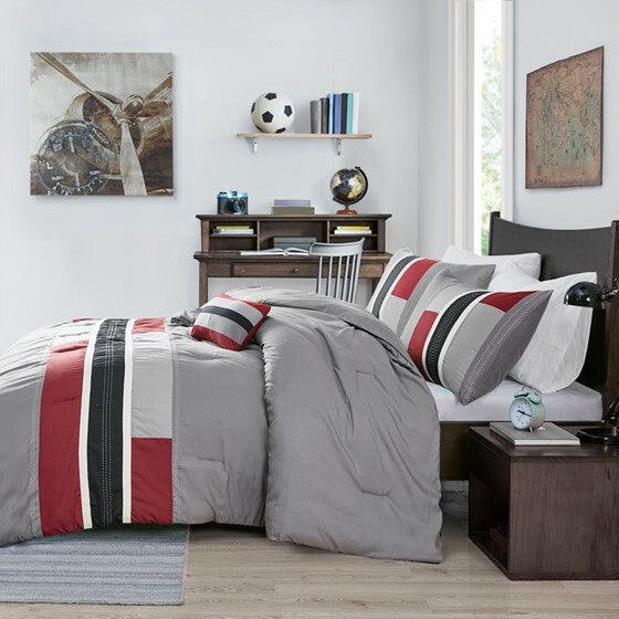 Pipeline Comforter  Full / Queen Red Olliix.com