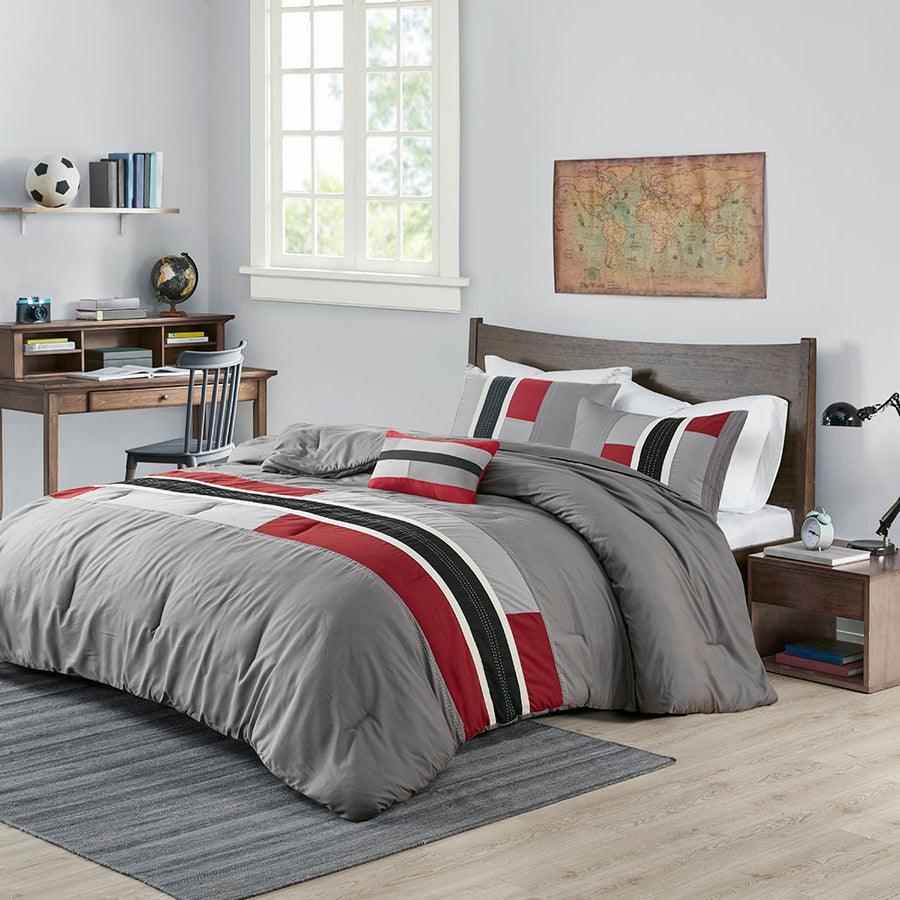 Pipeline Comforter Set Red Twin/Twin XL Olliix.com