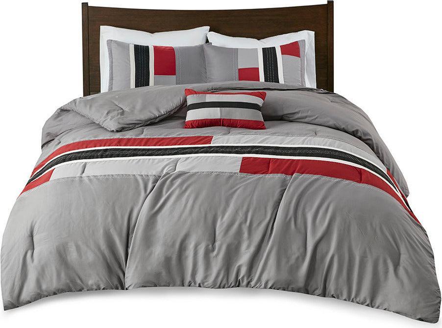 Pipeline Comforter Set Red Twin/Twin XL Olliix.com