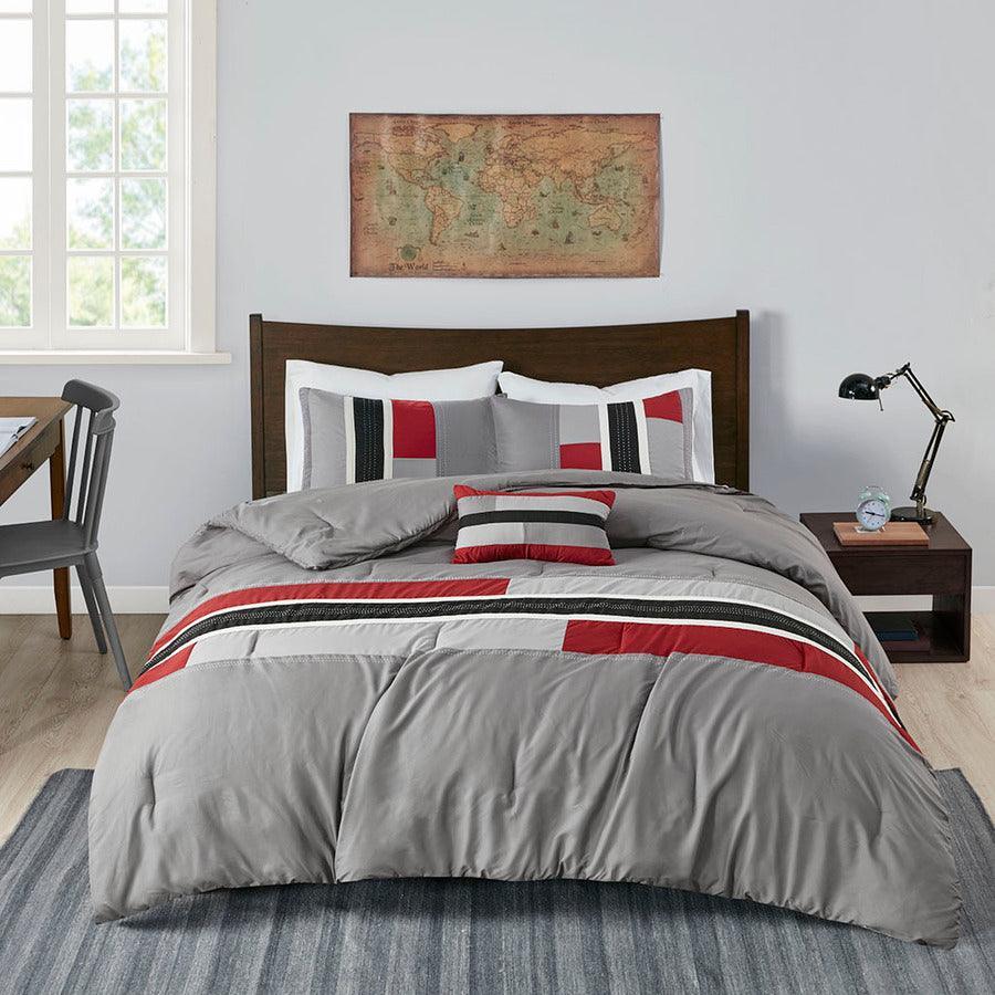 Pipeline Comforter Set Red Twin/Twin XL Olliix.com