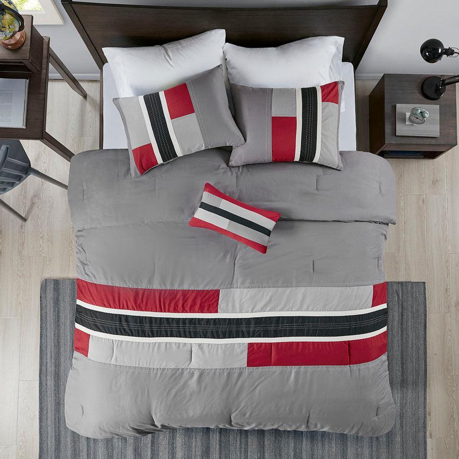 Pipeline Comforter Set Red Twin/Twin XL Olliix.com