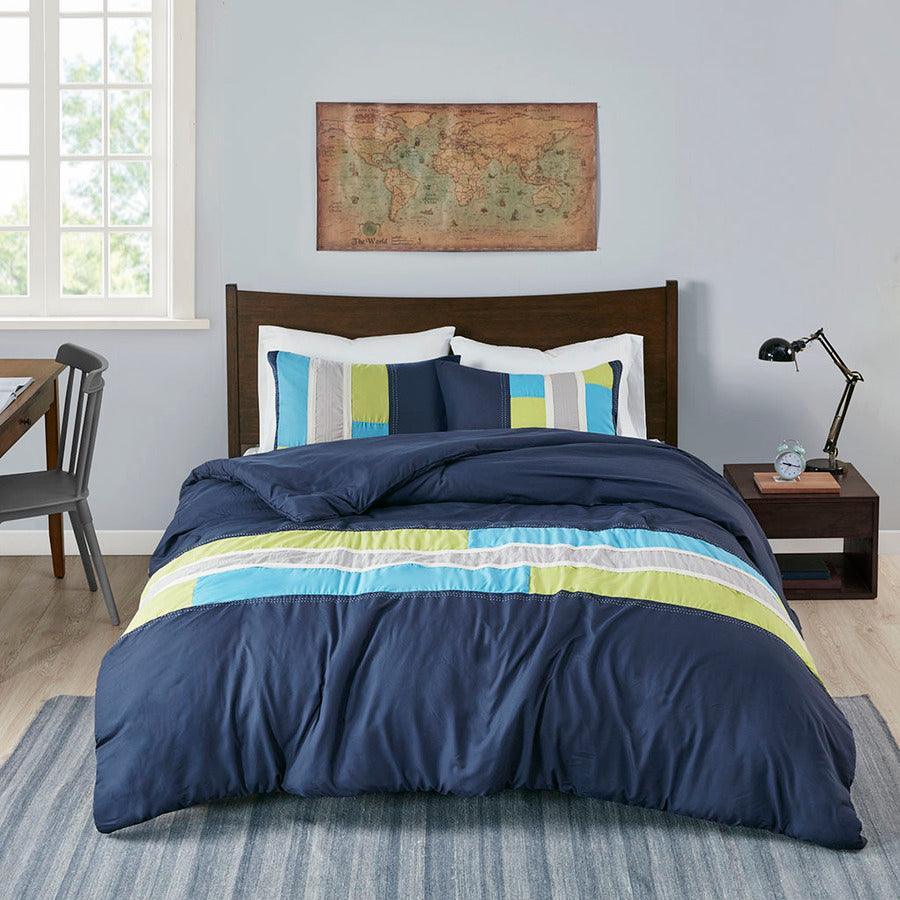 Pipeline Twin/Twin XL Duvet Cover Set Navy Olliix.com