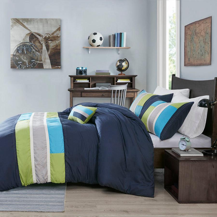 Pipeline Twin/Twin XL Duvet Cover Set Navy Olliix.com