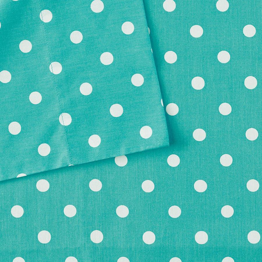 Polka Dot Printed 100% Cotton Sheet Set Twin Dark Pink Olliix.com