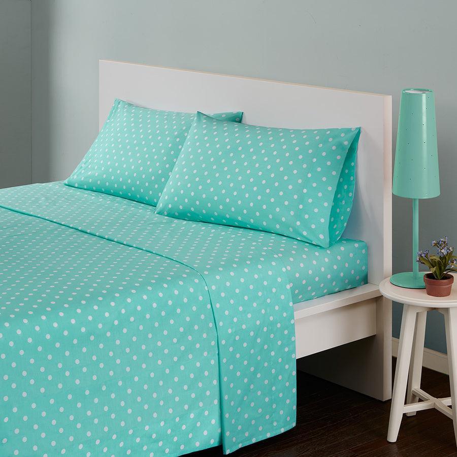 Polka Dot Printed 100% Cotton Sheet Set Twin Pink Olliix.com