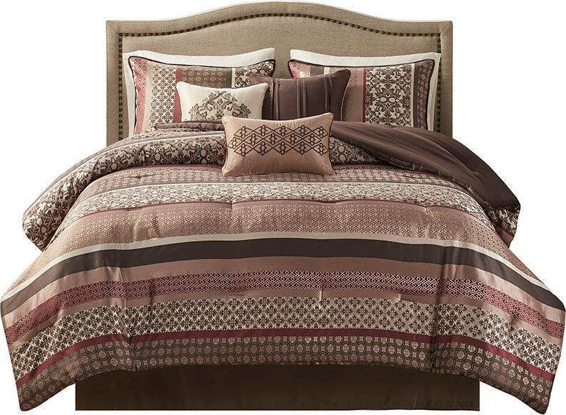 Princeton 7 Piece Jacquard Comforter Set Red Queen Olliix.com