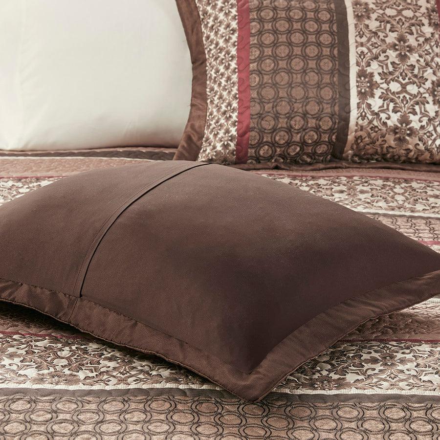 Princeton King 5 Piece Reversible Jacquard Bedspread Set Red Olliix.com