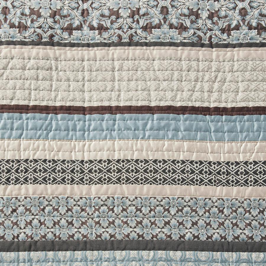 Princeton King/California King 5 Piece Reversible Jacquard Coverlet Set Blue Olliix.com