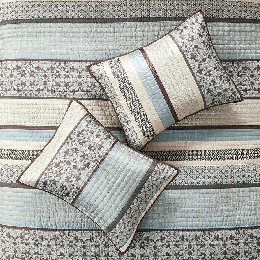 Princeton King/California King 5 Piece Reversible Jacquard Coverlet Set Blue Olliix.com