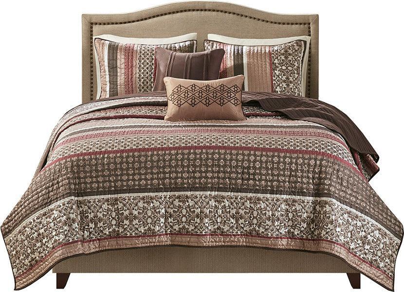 Princeton King/California King 5 Piece Reversible Jacquard Coverlet Set Red Olliix.com