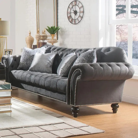 Acme Furniture Gaura Sofa in Dark Gray Velvet 53090 ACME East