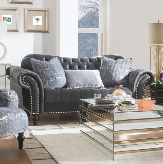 Acme Furniture Gaura Loveseat in Dark Gray Velvet 53091 ACME East
