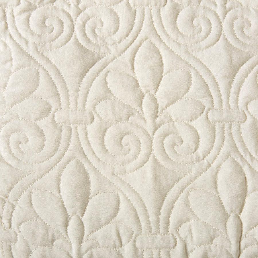 Quebec King 3 Piece Fitted Bedspread Set Cream Olliix.com