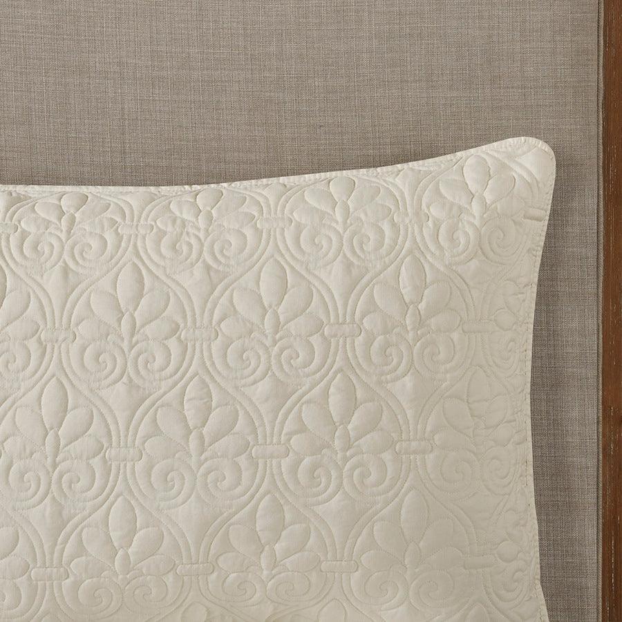 Quebec King 3 Piece Fitted Bedspread Set Cream Olliix.com