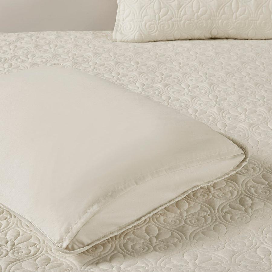 Quebec King 3 Piece Fitted Bedspread Set Cream Olliix.com