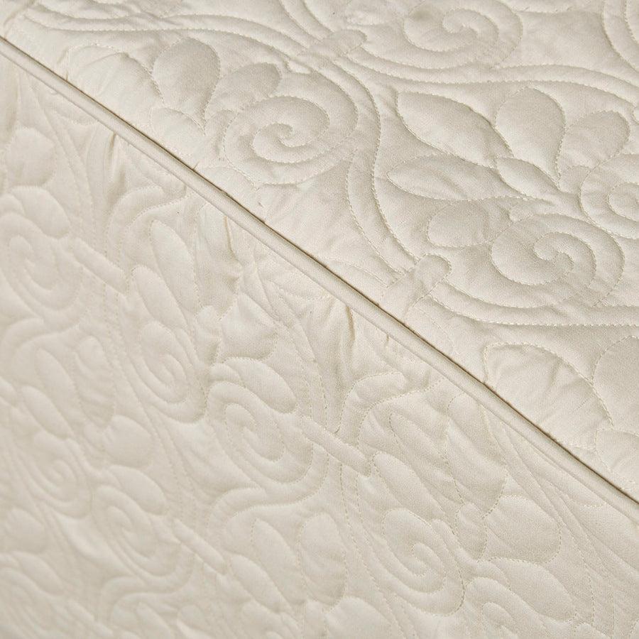 Quebec King 3 Piece Fitted Bedspread Set Cream Olliix.com