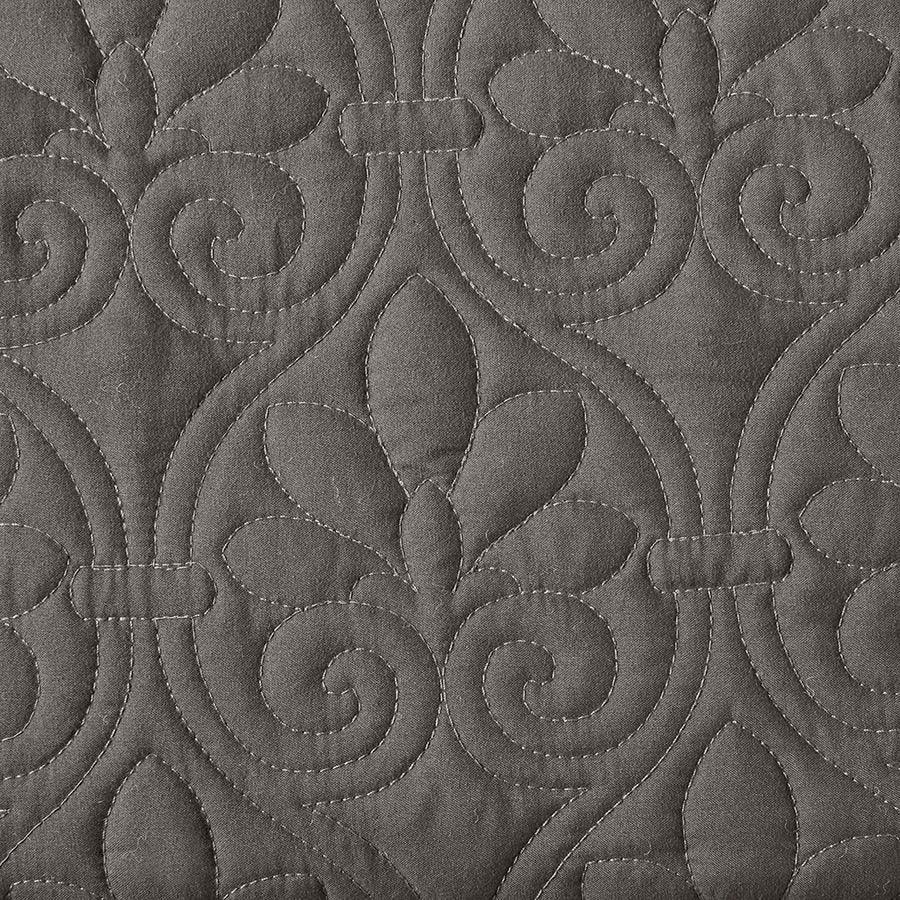 Quebec King 3 Piece Fitted Bedspread Set Dark Gray Olliix.com