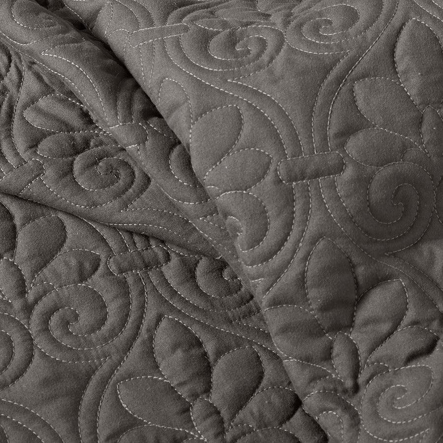 Quebec King 3 Piece Fitted Bedspread Set Dark Gray Olliix.com