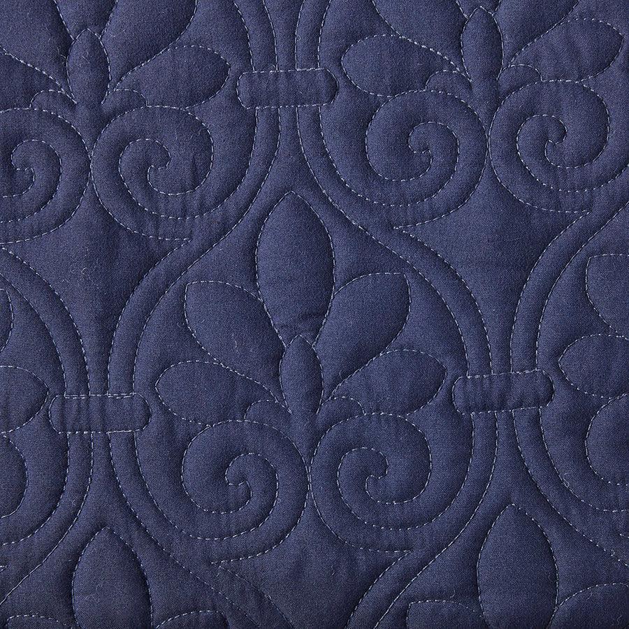 Quebec King 3 Piece Fitted Bedspread Set Navy Olliix.com