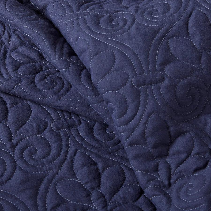 Quebec King 3 Piece Fitted Bedspread Set Navy Olliix.com