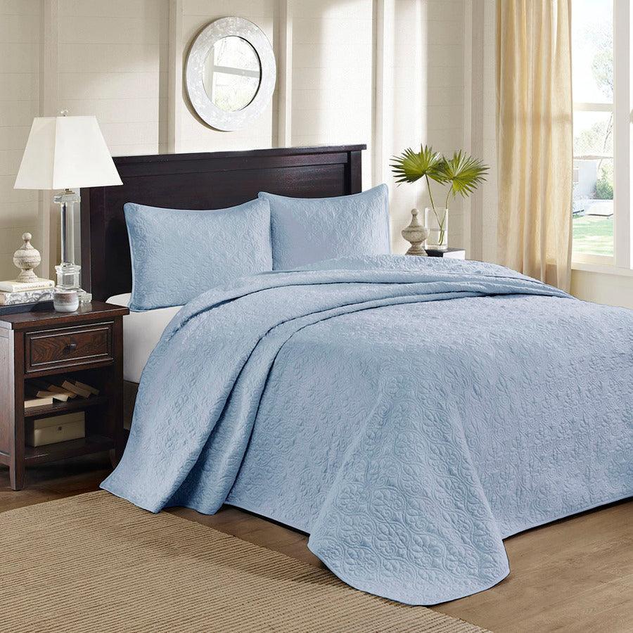 Quebec King Reversible Bedspread Set Blue Olliix.com