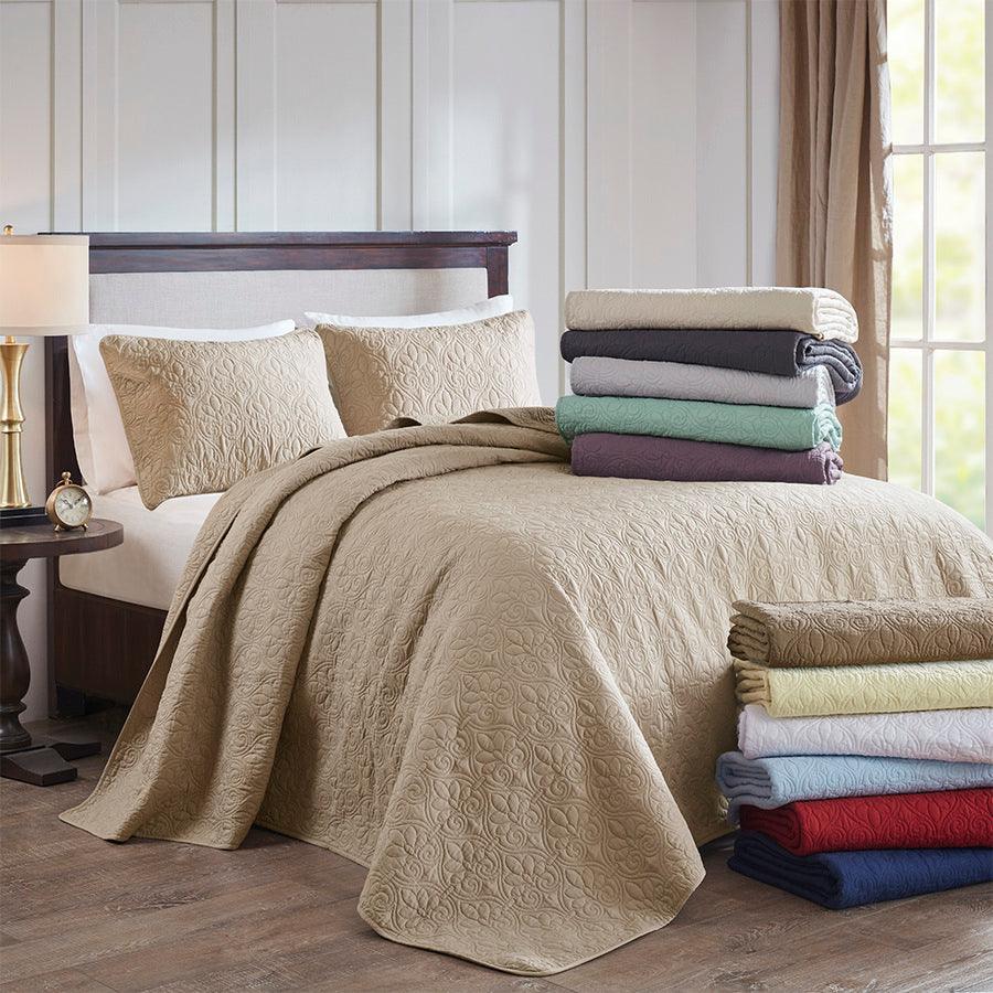 Quebec King Reversible Bedspread Set Cream Olliix.com