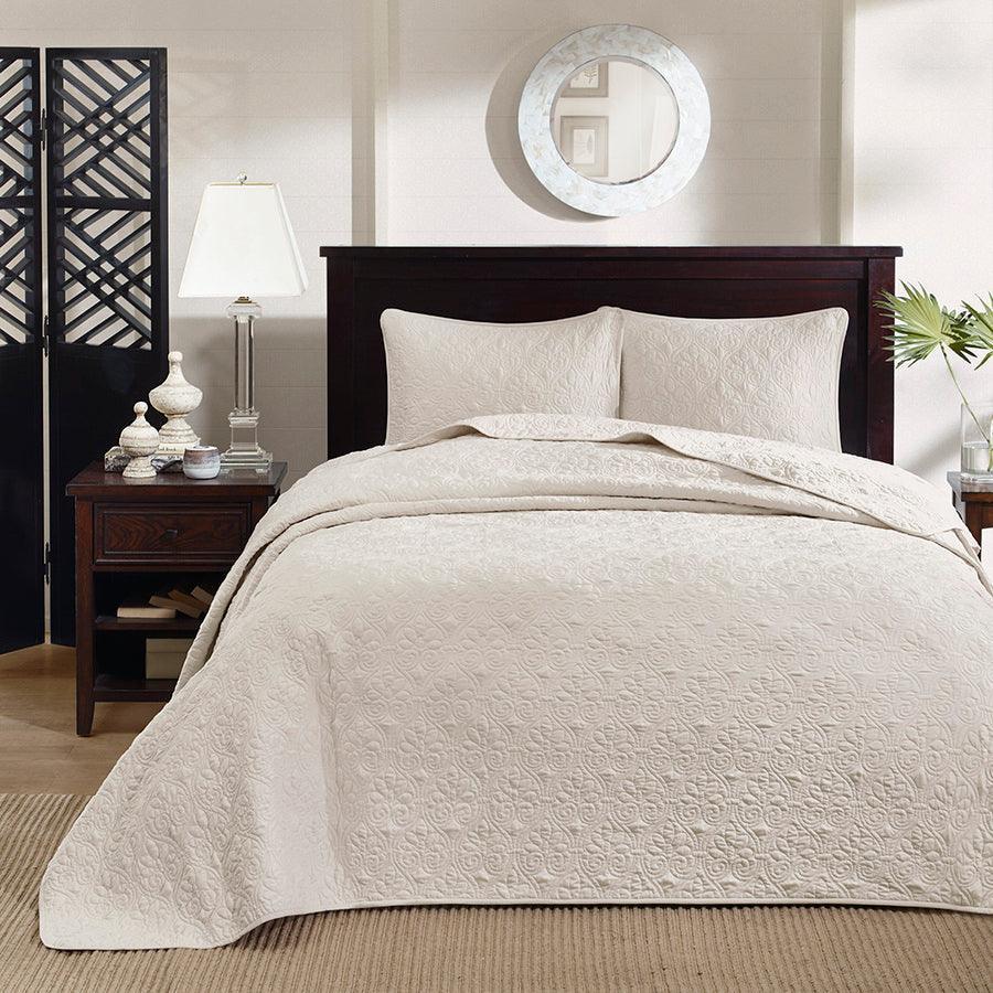 Quebec King Reversible Bedspread Set Cream Olliix.com