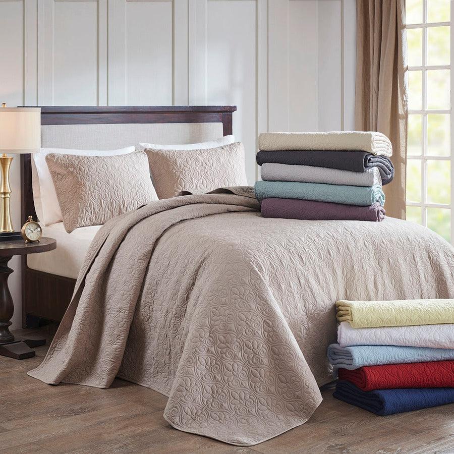 Quebec King Reversible Bedspread Set Cream Olliix.com