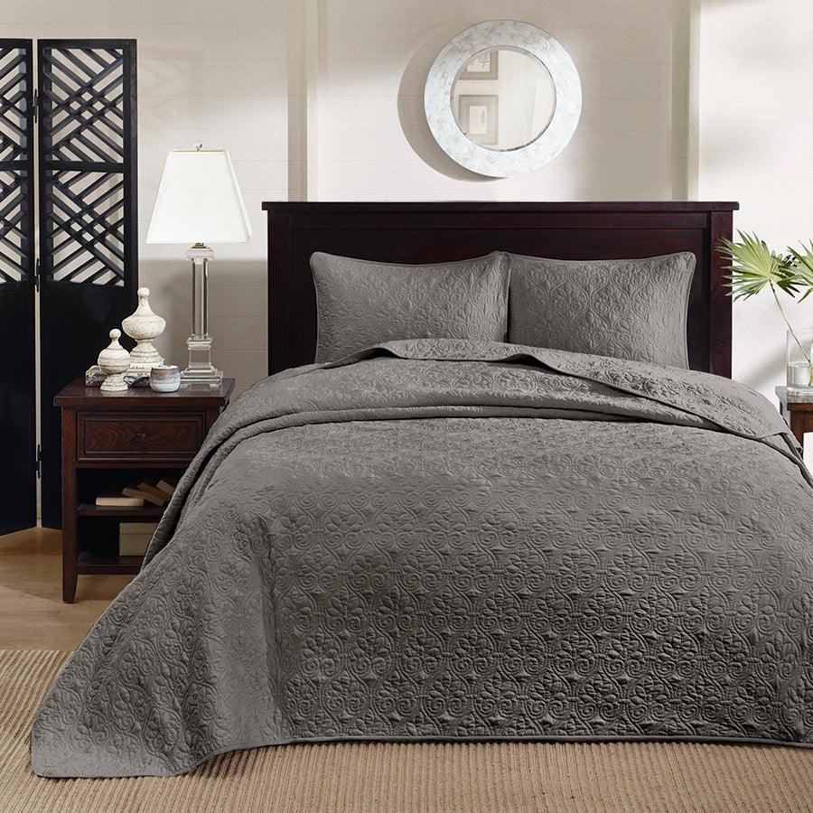 Quebec King Reversible Bedspread Set Dark Gray Olliix.com