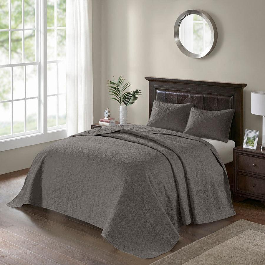 Quebec King Reversible Bedspread Set Dark Gray Olliix.com