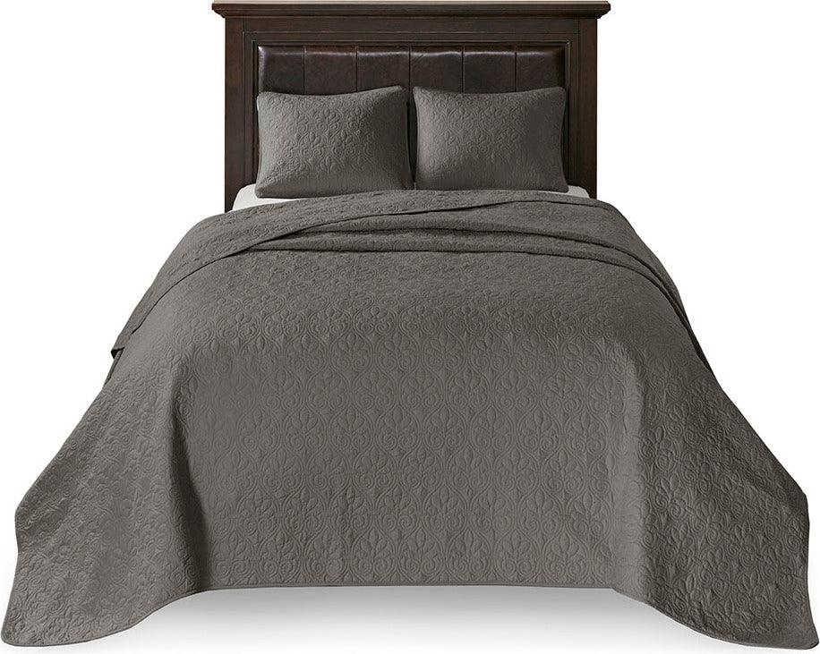 Quebec King Reversible Bedspread Set Dark Gray Olliix.com