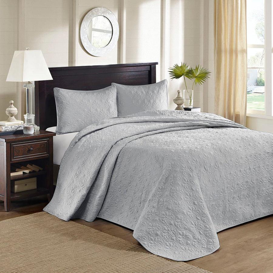 Quebec King Reversible Bedspread Set Gray Olliix.com