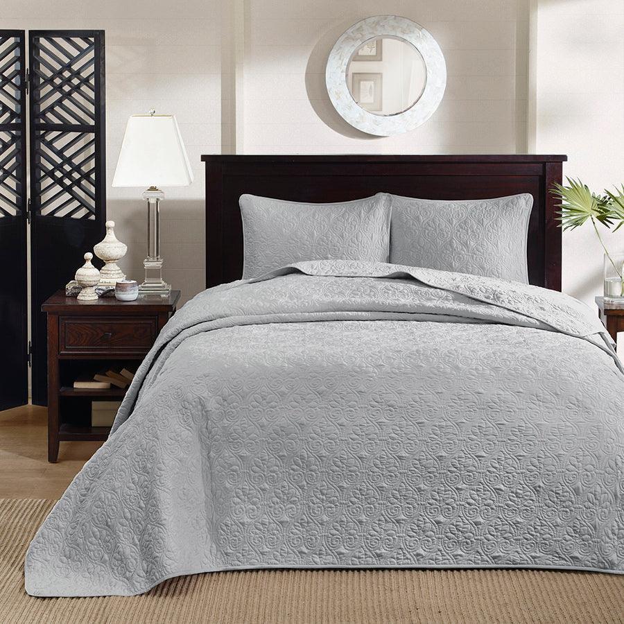 Quebec King Reversible Bedspread Set Gray Olliix.com