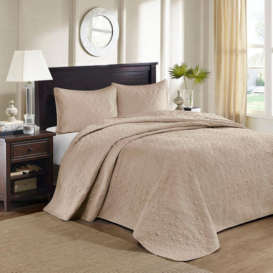 Quebec King Reversible Bedspread Set Khaki Olliix.com