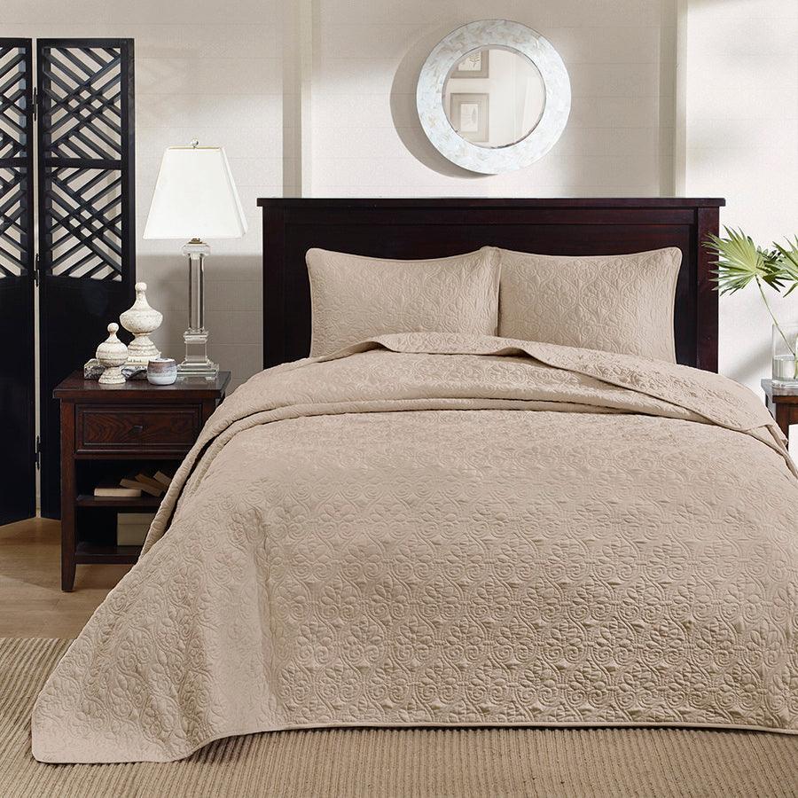 Quebec King Reversible Bedspread Set Khaki Olliix.com