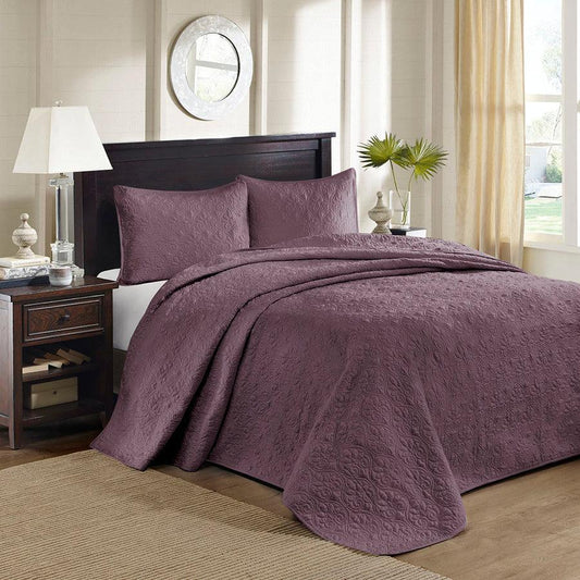 Quebec King Reversible Bedspread Set Purple Olliix.com