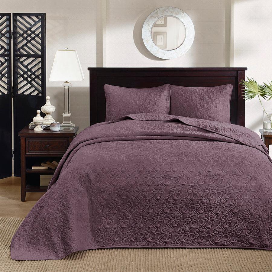 Quebec King Reversible Bedspread Set Purple Olliix.com