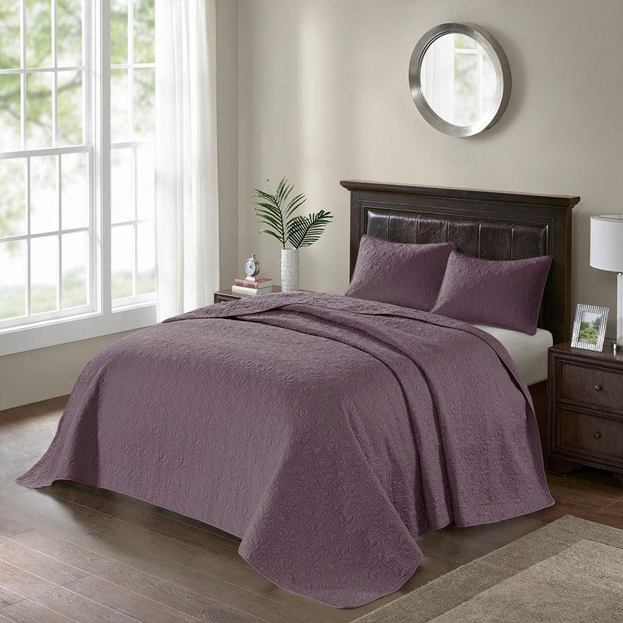 Quebec King Reversible Bedspread Set Purple Olliix.com