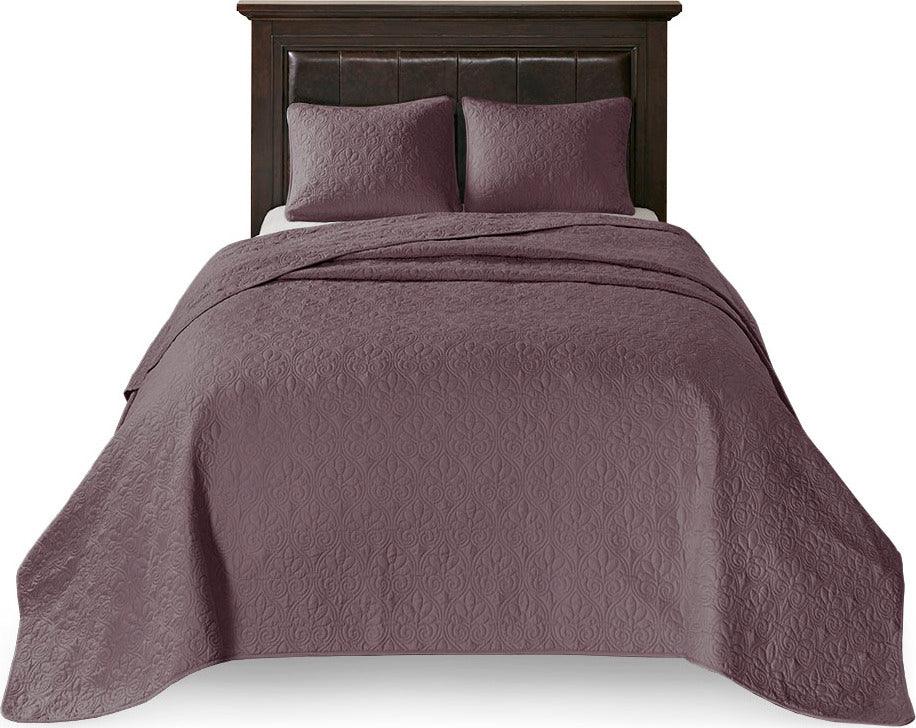 Quebec King Reversible Bedspread Set Purple Olliix.com