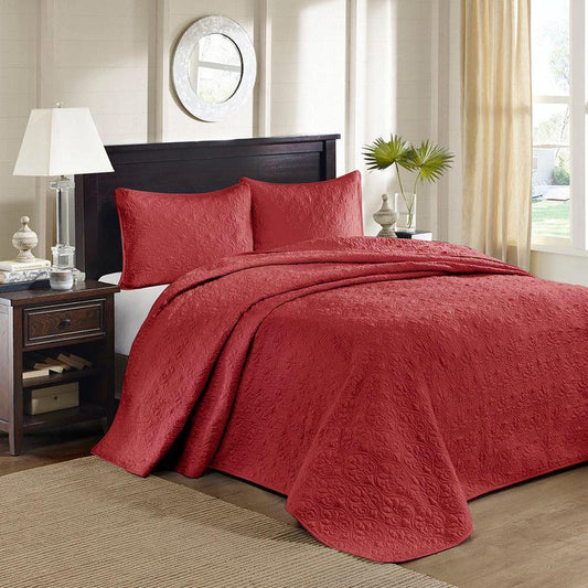 Quebec King Reversible Bedspread Set Red Olliix.com