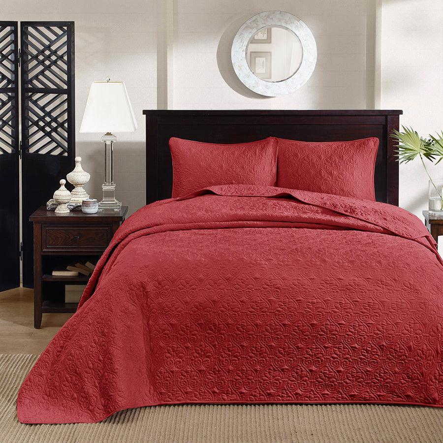 Quebec King Reversible Bedspread Set Red Olliix.com